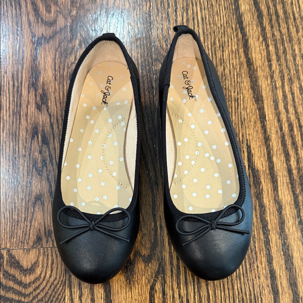 Cat & Jack Toddler Girl 13T Diane Black Slip on Dress Shoes Bow